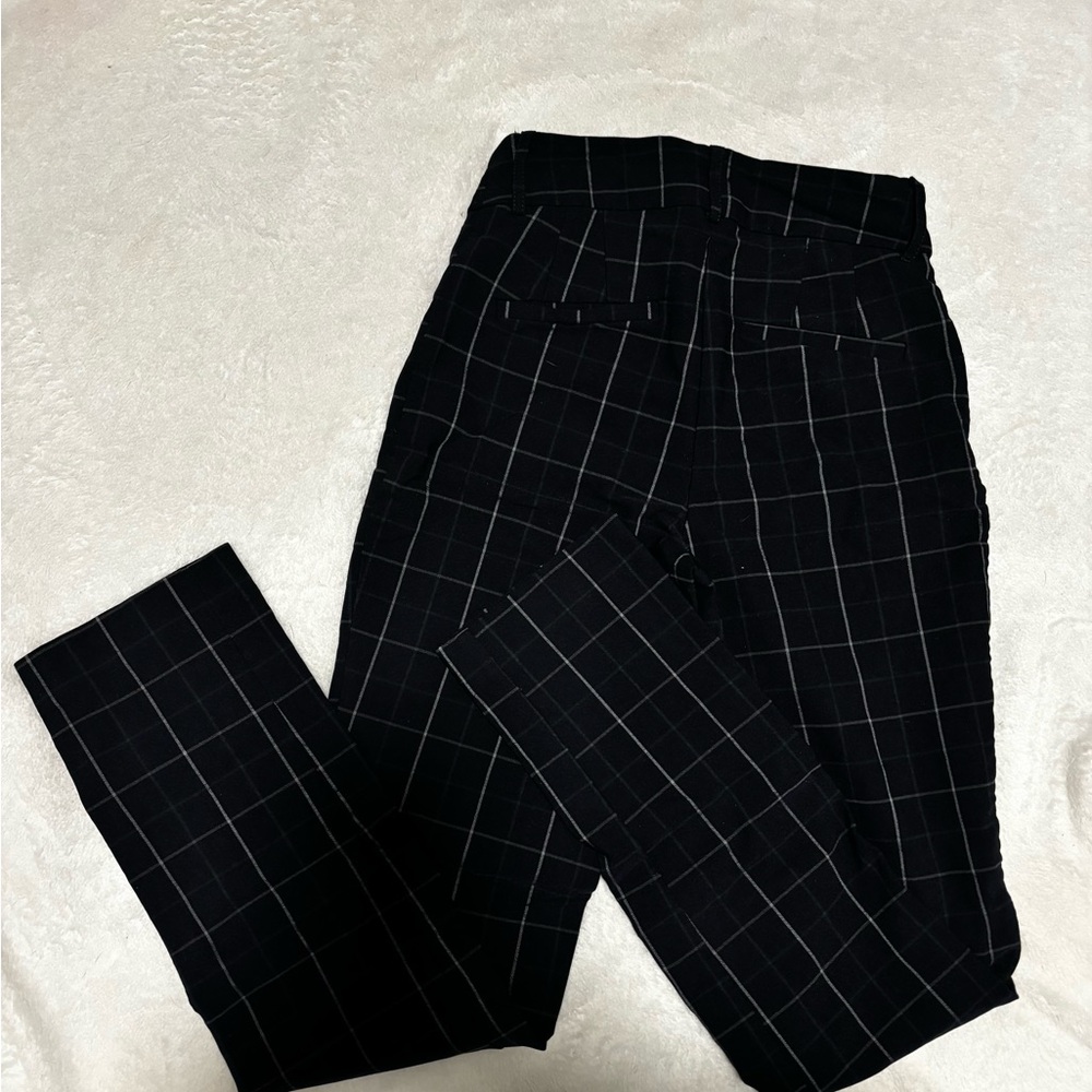 Reitmans Dark Blue Grid Pattern Skinny Pants